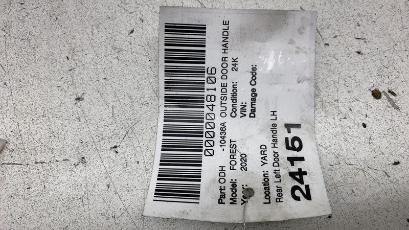 2019-2024 Subaru Forester Rear Driver Side Exterior Door Handle Outer Left Gray