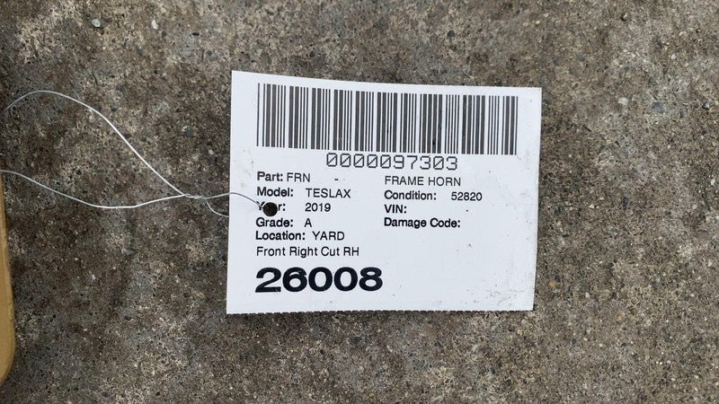 ⭕ 2016-2020 Model X Front Body Inner Panel Shock Tower Apron Cut Right