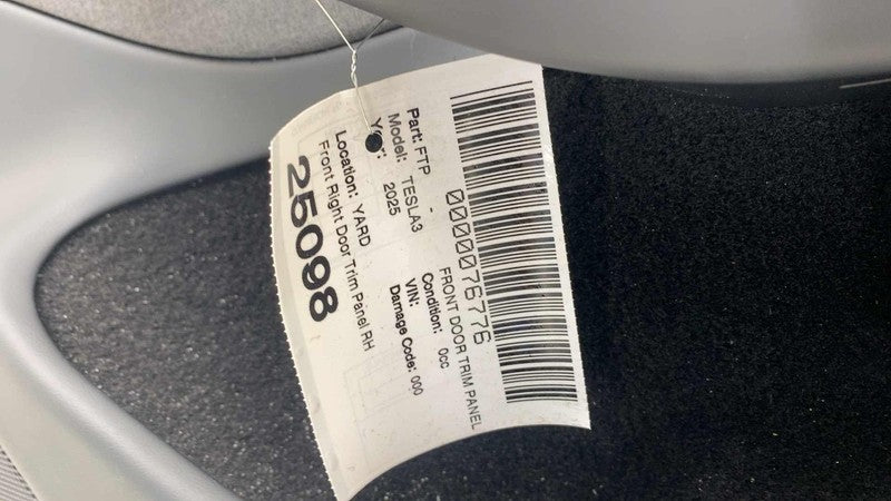 1983176-25-E ⭕ 24-25 Model 3 Front Passenger Highland Door Panel Trim Card Right 1983176-25-E