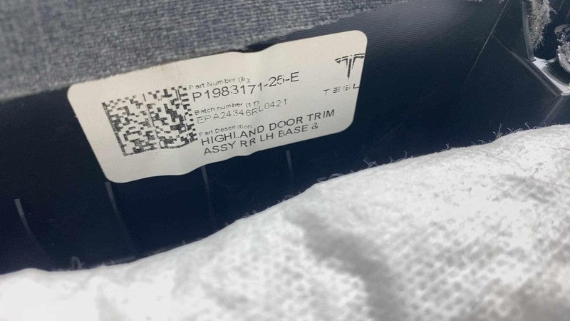 1983171-25-E ⭕ 2024 2025 Model 3 Rear Side Highland Door Panel Trim Card Left LH 1983171-25-E