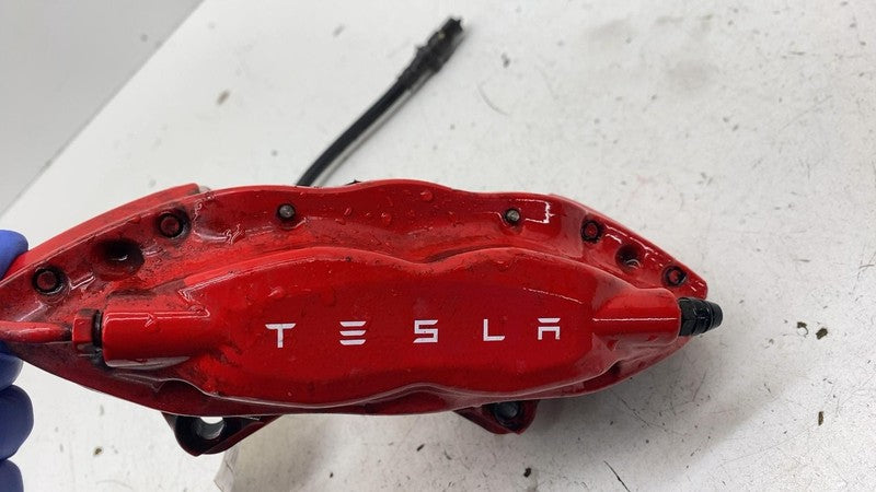 ⭕ 2016-2020 Tesla Model X Rear Driver Side Caliper Red w/ Brake Hose L
