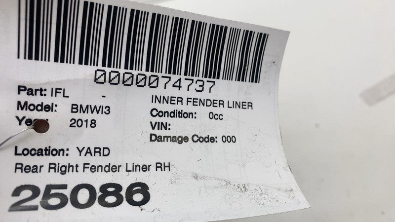 ⭕ 14-21 BMW i3 Rear Passenger Side Wheel Inner Fender Liner Splash Shield Right