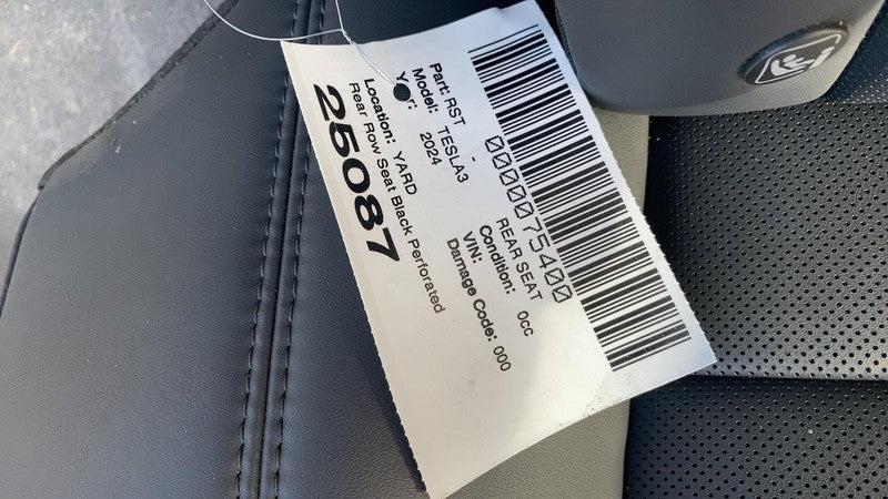 ⭕ 2024-2025 Tesla Model 3 Rear 2nd Row Black Leather Seat Upper + Lowe