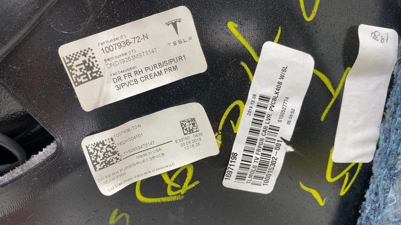 ⭕ 2016-2020 Model S Front Right Interior Door Panel Trim Card Cover 10
