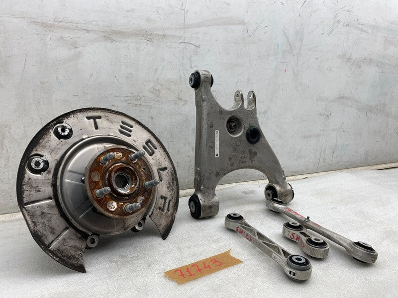 102141600A ⭕ 16-20 Tesla Model S X SET Rear Right Spindle Knuckle & Control Arm Link OEM