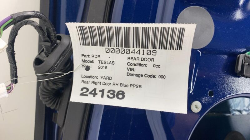 2012-2015 Tesla Model S Rear Passenger Side Door Shell Panel Right RH Blue PPSB