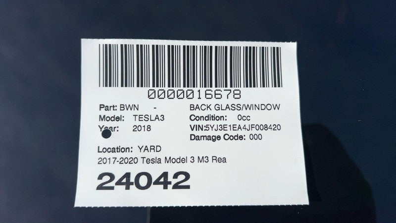 ⭕ 17-20 Model 3 M3 Rear Trunk Panoramic Backlite Glass Back Section 14