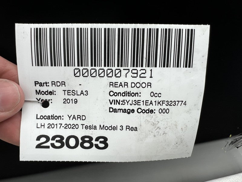 1096622-99-J ⭕ 2017-2020 Tesla Model 3 Rear Driver Side Door Shell Panel Left LH Black PBSB