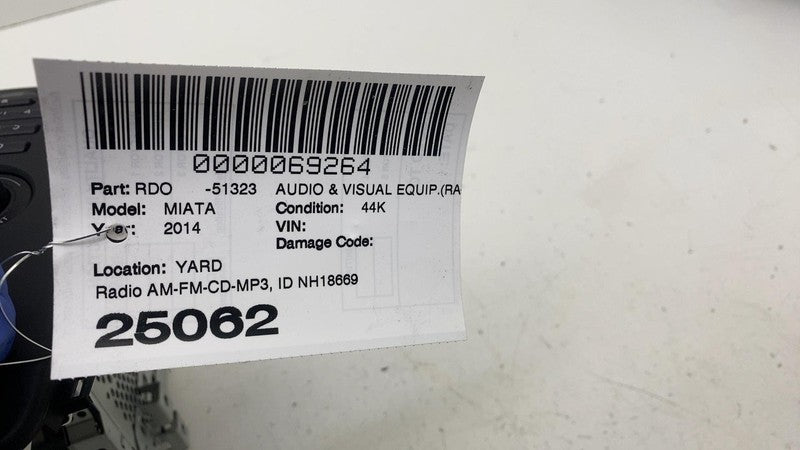 NH21669RXA ⭕ 09-15 Mazda MX-5 Miata Radio Receiver AM FM CD Stereo Control Panel NH21669RXA