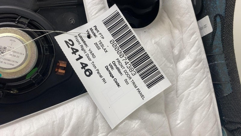 1609988-00-A ⭕ 2021-2024 Tesla Model X Front Right Side Interior Door Panel OEM 1609988-00-A