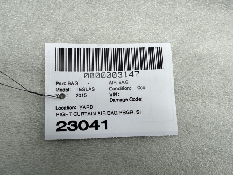 1005262-00-D 2012-2020 Tesla Model S MS Right Passenger Roof Curtain Airbag OEM RH