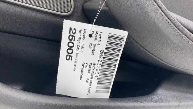 2018-2022 BMW 530e G30 Rear Passenger Side Door Trim Panel Right RH Assembly