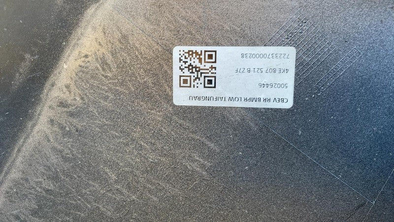 4KE807521 ⭕ 19-23 e-Tron Rear Bumper Cover w/ Park Sensors & Reflector Gray LZ7F 4KE807521