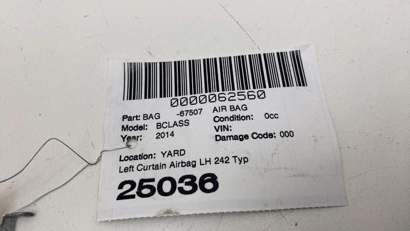 A2468600902 ⭕ 13-19 B-Class W246 W242 Driver Side Roof Curtain SRS Airbag Left A2468600902