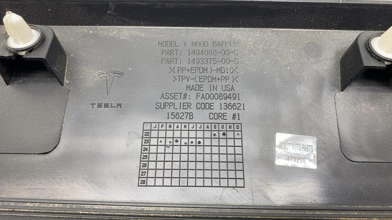 1493375-00-C ⭕ 20-23 Tesla Model Y Front Compartment Hood Baffle Cowl Cover Trim 1494088-00-C