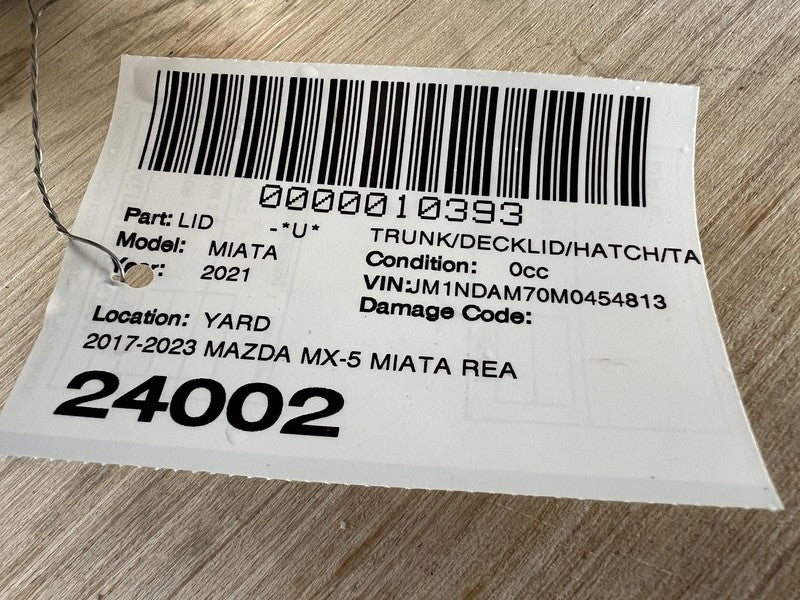 2017-2023 Mazda MX-5 Miata Rear Trunk Deck Lid w/ Hinges & Wire Harness Gray 47C