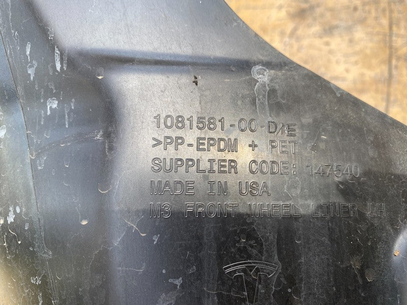 1081581 00 D ⭕ 18-23 Model 3 Front Driver Wheel Fender Liner Splash Shield Left 1081581-00-D