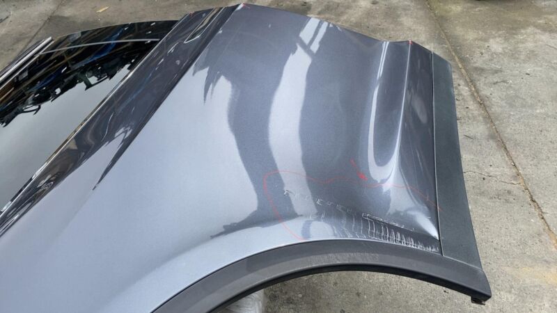 1028791-00-K ⭕16-23 Tesla Model X Rear Passenger Side Falcon Door Shell Panel Right Gray PMNG