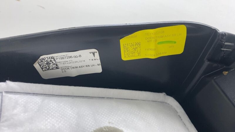 1997296-00-B 2020-2024 Tesla Model Y Rear Driver Door Panel Trim Card Black Left Assembly OEM
