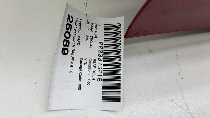 ⭕ 2017-2020 Tesla Model 3 M3 Rear Driver Side Door Shell Panel Left LH Red PPMR