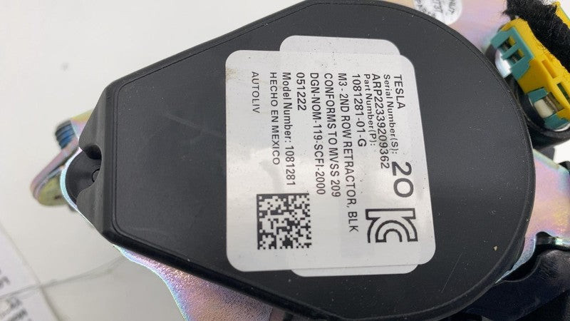 1081281 01 G 2017-2023 Tesla Model 3 M3 Rear Left or Right 2nd Row Seatbelt Retractor LH = RH