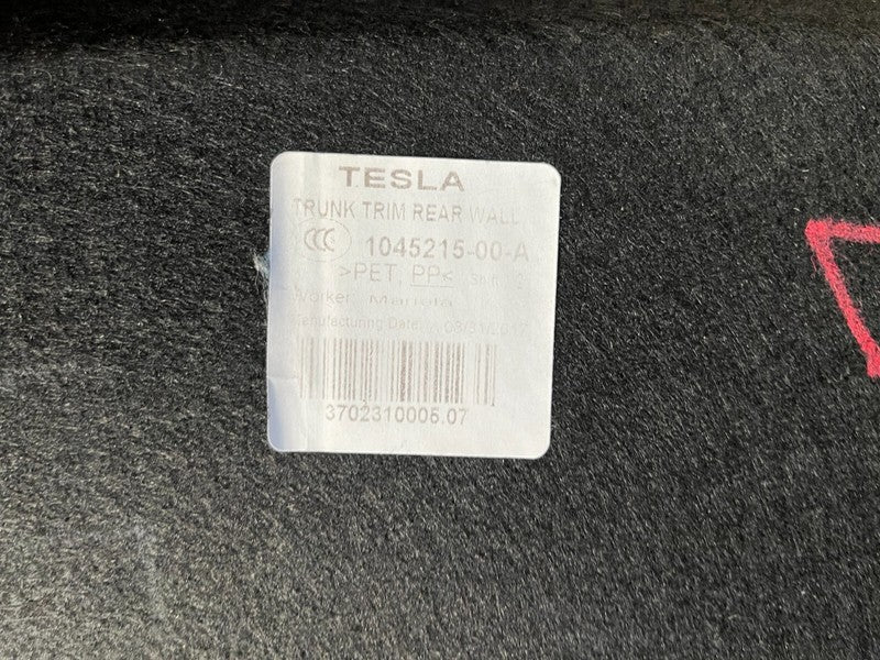 1045215 00 A ⭕2012-2020 Tesla Model S Rear Interior Trunk Wall Carpet Cover Trim 1045215-00-A
