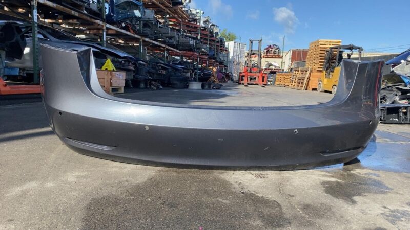 N/A 2017-2022 Tesla Model 3 Rear Bumper Cover w/ Park Sensor Holes Assy Gray - PMNG
