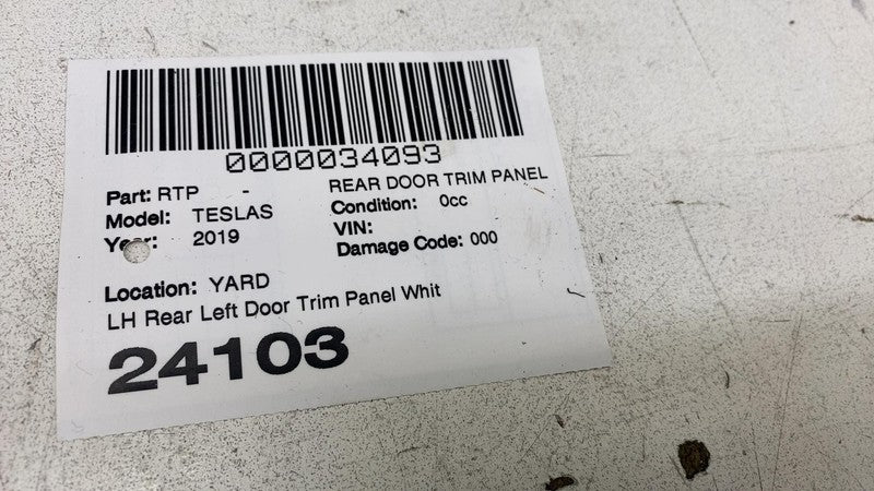 2012-2020 Tesla Model S MS Rear Left Interior Door Panel Trim Card Cover White