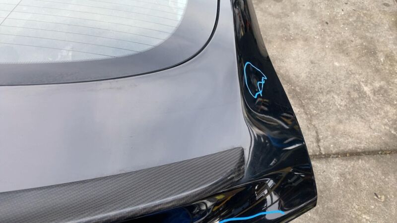 E6 43R-000319 2012-2015 Tesla Model S Rear Tailgate Hatch Panel w/ Liftgate Glass Black - PBSB