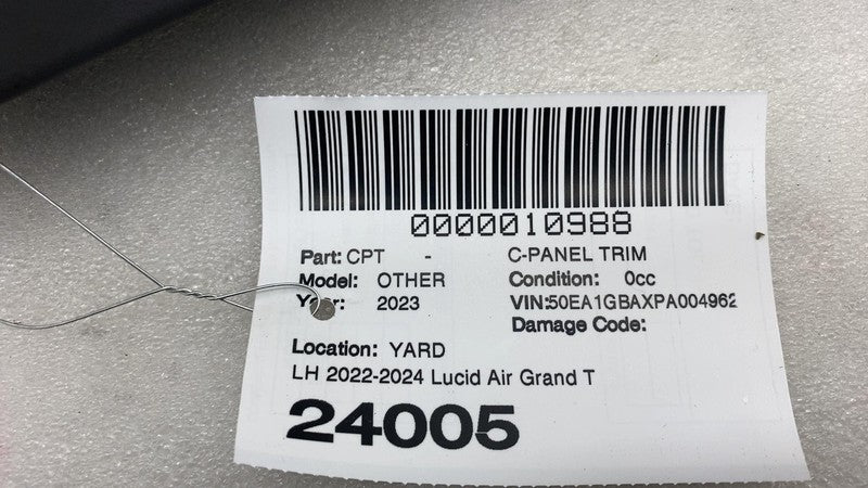 P11-NSL0BA-02 ⭕ 22-24 Lucid Air Bolster Panel Left Driver Leather Graphite OEM P11-NSL0BA-02