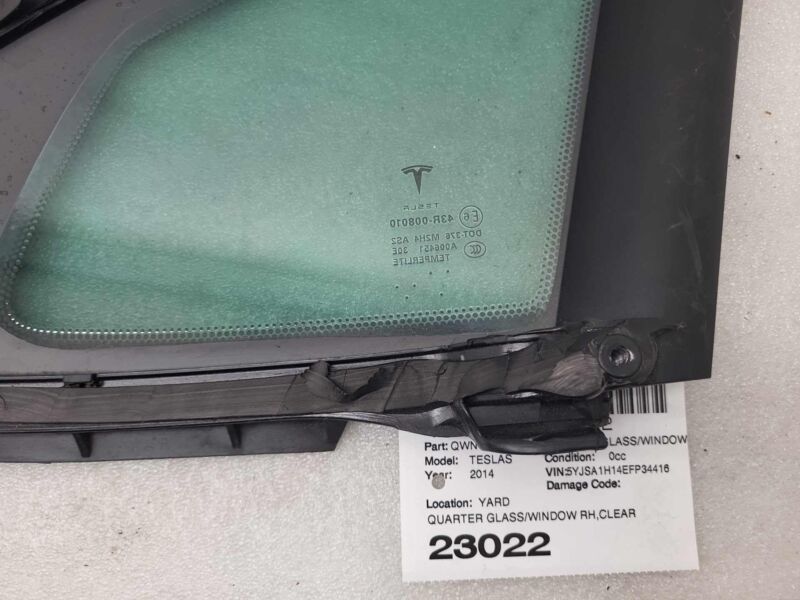 E9 43R-00810 2012-2020 Tesla Model S Rear Passenger Side Quarter Fixed Glass Right Assembly
