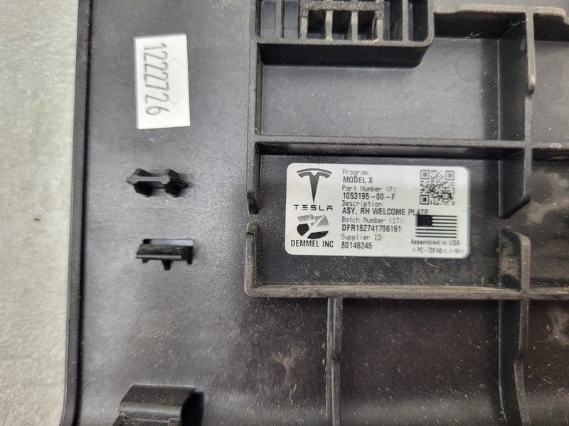 105319500F ⭕ 2016-2020 Tesla Model X Front Right Door Welcome Plate Trim Cover 1053195-00-F