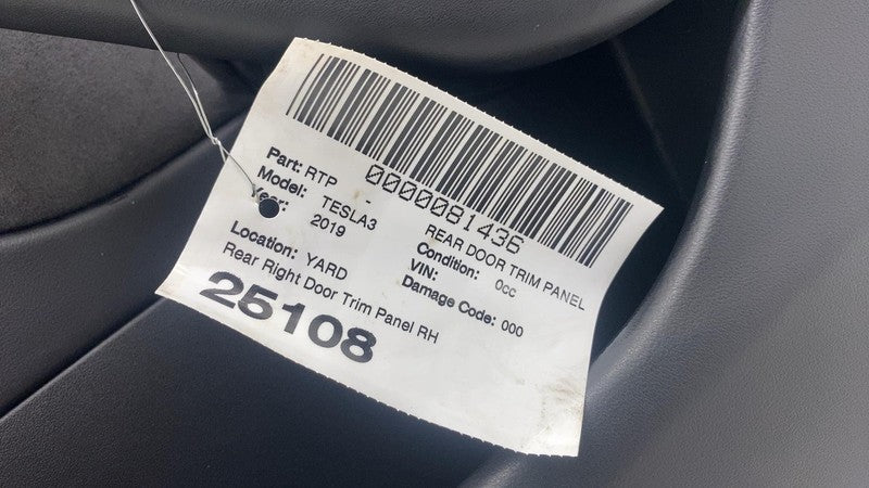 1090415-01-L ⭕ 2017-2020 Tesla Model 3 Rear Right Interior Door Panel Trim Card 1090415-01-L
