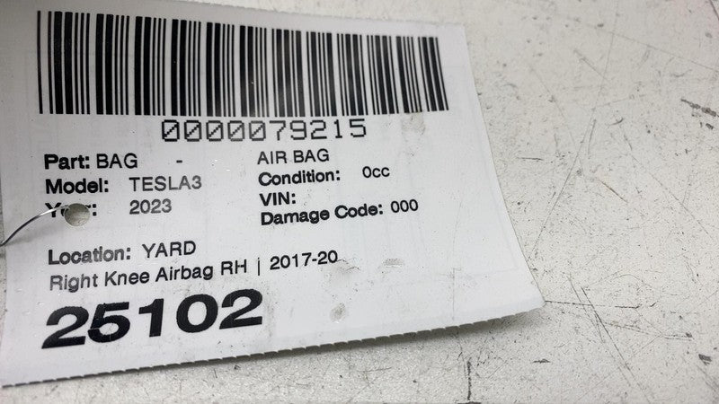 ⭕ 2017-2023 Tesla Model 3 Right Lower Knee Safety Airbag Module RH 107