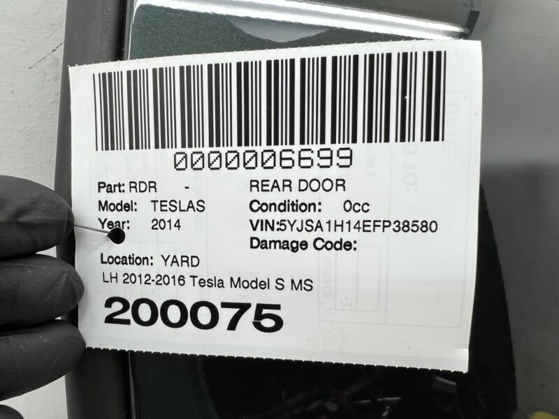 2012-2015 Tesla Model S MS Rear Driver Side Door Shell Panel Left LH Green PMSG