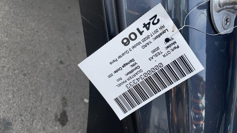 ⭕ 2017-2020 Tesla Model 3 Rear Right Quarter Panel Structural Cut Out Gray PMNG