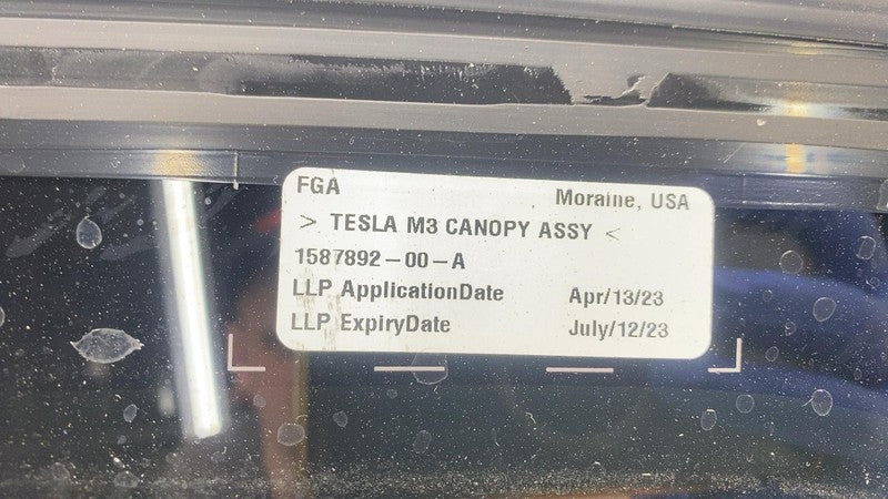 ⭕ 21-23 Model 3 Front Middle Panoramic Sun Moon Roof Window Glass 1587