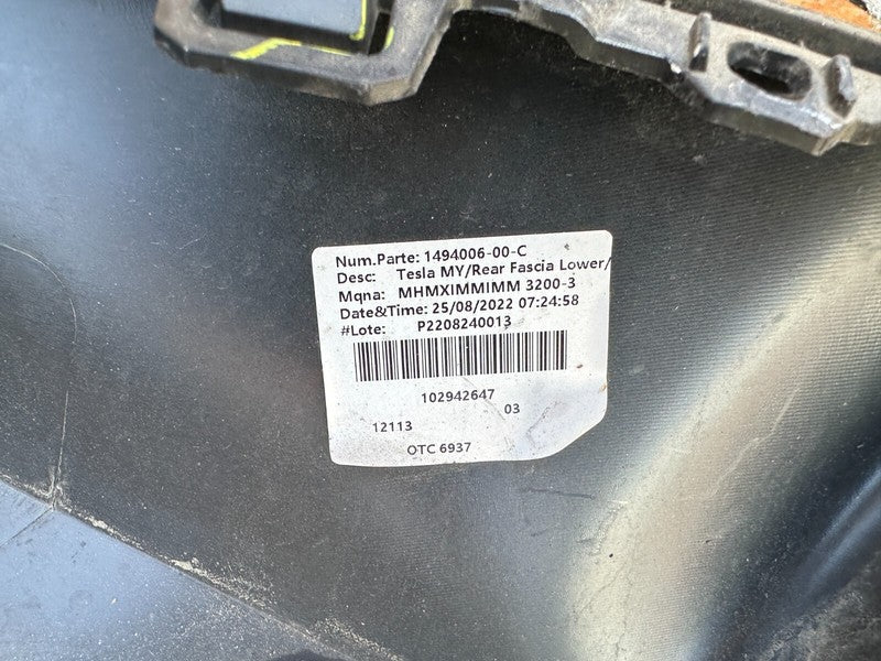 149400600C ⭕ 2020-2023 Tesla Model Y Rear Lower Bumper Fascia Valance Diffuser 1494006-00-C
