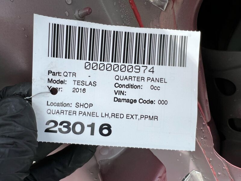2016-2020 Tesla Model S Rear Driver Side Quarter Panel Structural Cutout Left LH
