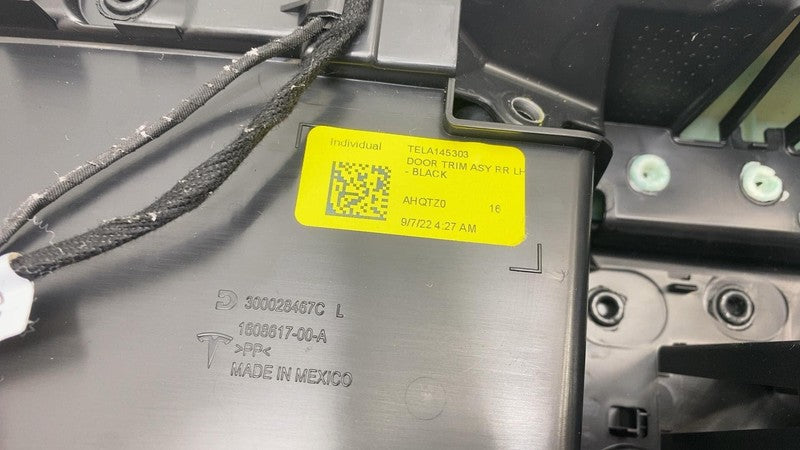 1608617-00-A ⭕ 21-23 Model 3 Rear Driver Side Interior Door Panel Trim Card Left 1608617-00-A