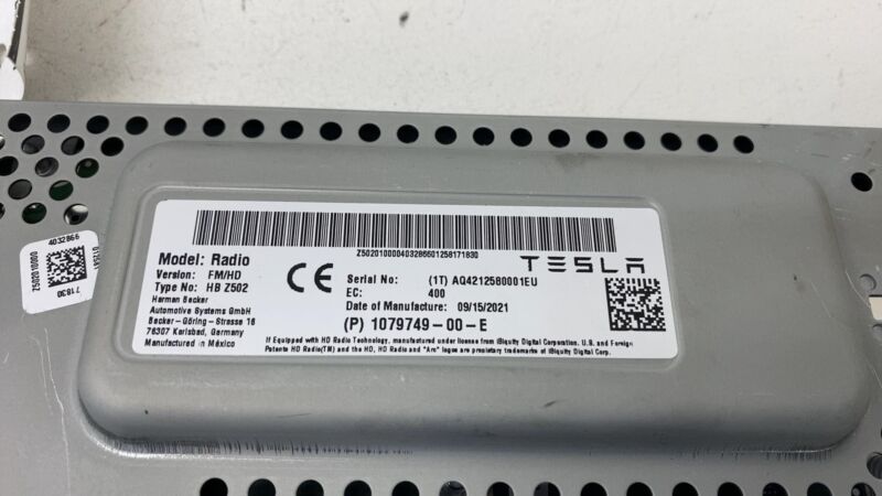 107974900E ⭕ 17-23 Model 3 M3 Harman Becker FM HD Audio Radio Receiver Module 1079749-00-E