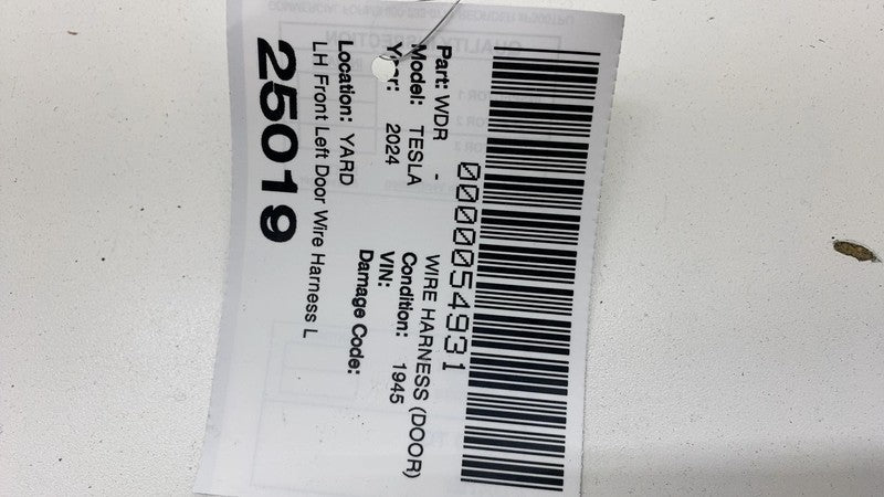 168222300F ⭕ 24-25 Tesla Cybertruck Front Left Door Wiring Harness Cable Wire 1682223-00-F