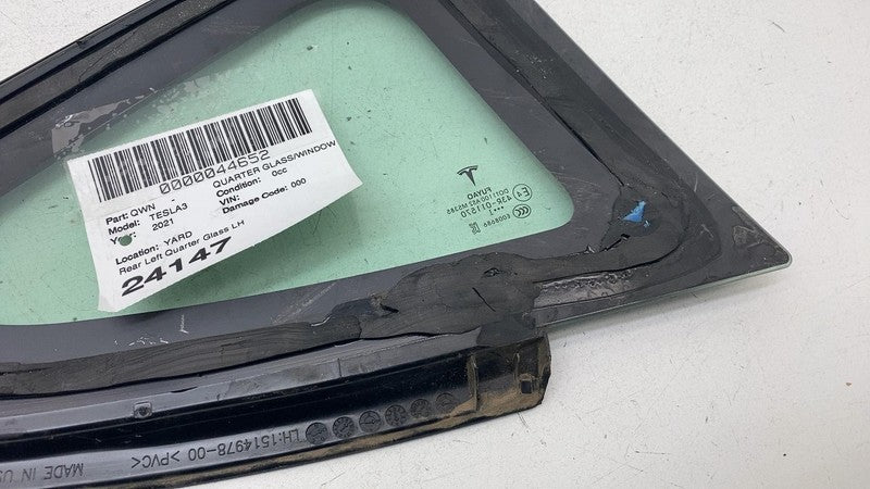 ⭕ 21-23 Tesla Model 3 M3 Rear Side Corner Window Quarter Glass Left 15