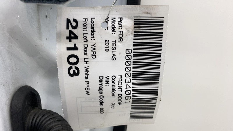 ⭕ 16-20 Model S Front Driver Side Door Panel Shell Left White PPSW 600