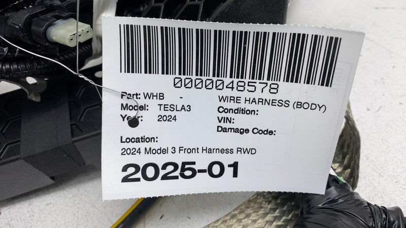 1897330 11 B 2024 Tesla Model 3 M3 Inner Main Body Wire Wiring Harness Plugs Connectors