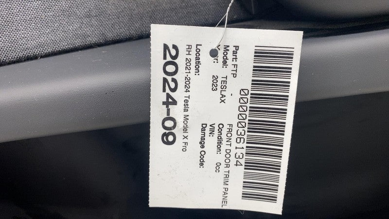 1634347-01-H ⭕ 2021-2024 Model X Front Right Side Door Panel Trim Card RH Black 1634347-01-H