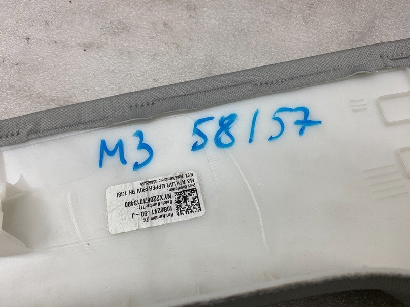 ⭕ 17-23 Tesla Model 3 M3 Front Right Side A-Pillar Upper Trim Cover 10