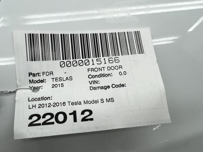 2012-2015 Tesla Model S Front Driver Side Door Shell Panel Left Assy White PBCW