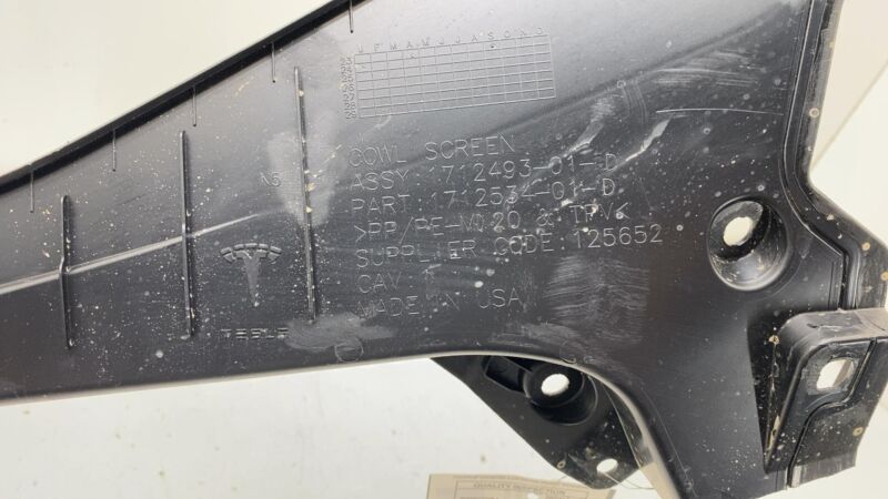 171249301D ⭕ 24-25 Model 3 Front Windshield Wiper Cowl Screen Underhood Trim 1712493-01-D