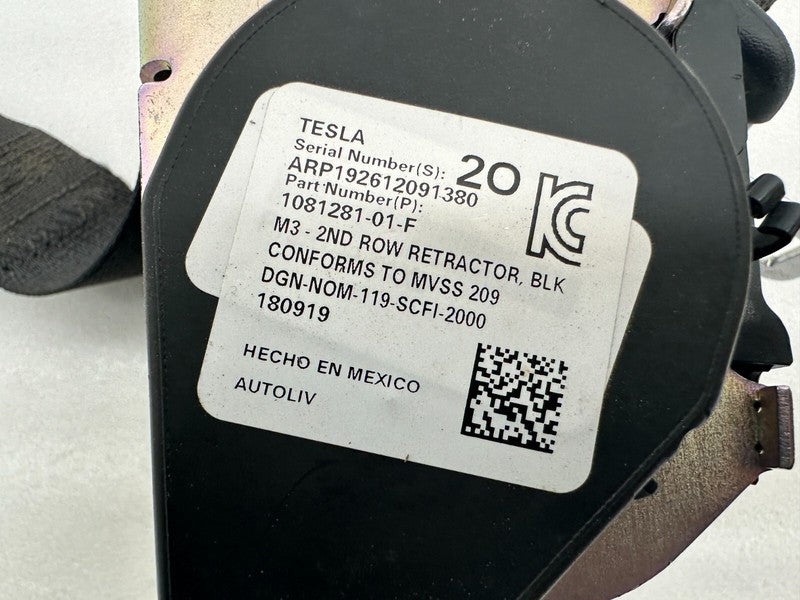 108128101F ⭕ 17-23 Tesla Model 3 Rear Left or Right 2nd Row Seatbelt Retractor 1081281-01-F